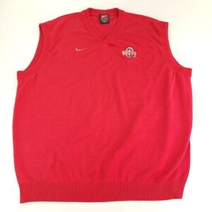 VTG‎ Ohio State Buckeyes Sweater Vest Men's XL Red Nike Team Scarlet Silk Blend
